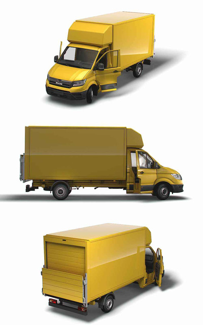 带内饰的2023 MAN TGE Luton商用车 汽车3D模型（OBJ,FBX,MAX,LWO,C4D）