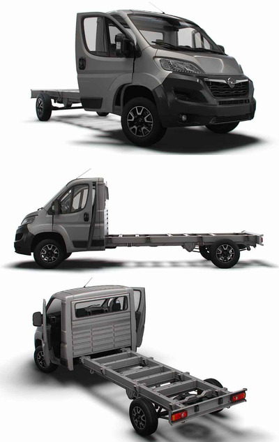 带内饰的2023款Opel Movano SCab 4300WB卡车3D模型（OBJ,FBX,MAX,LWO,C4D）