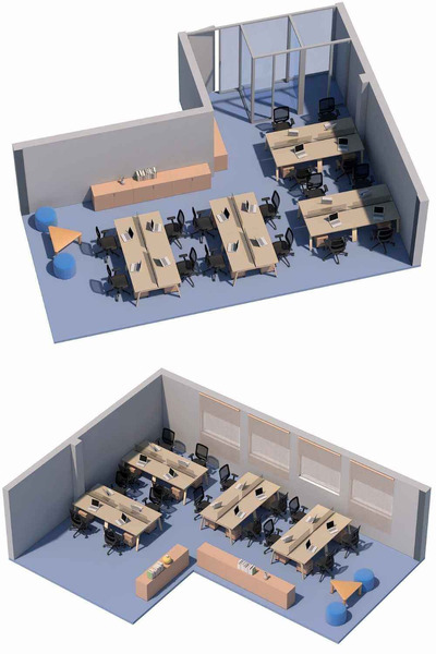 带办公桌椅 家具的办公室3D模型（OBJ,FBX,MAX）