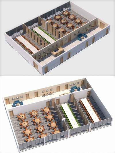 带桌椅的会议室3D模型（OBJ,FBX,MAX）