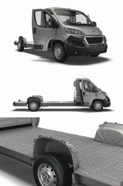 带内饰的2023款标致Peugeot Boxer 3540 L4 PlatformCab卡车3D模型（OBJ,FBX,MAX,LWO,C4D）