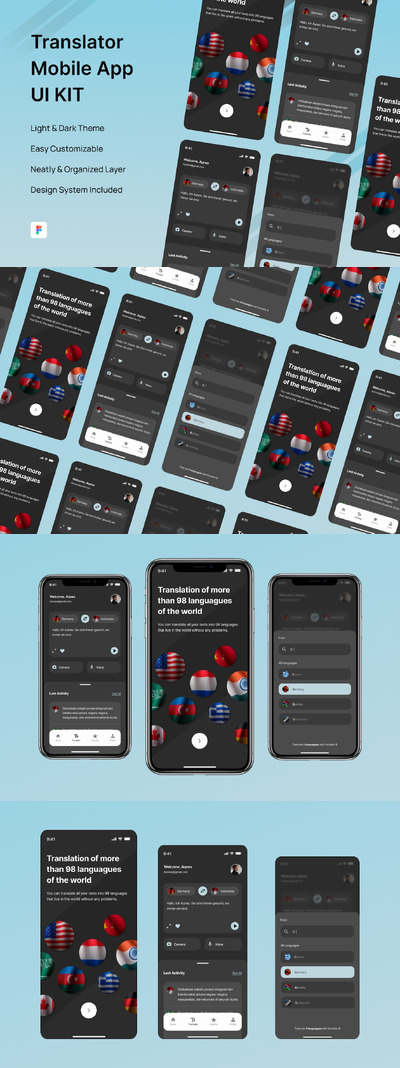 翻译移动应用APP UI KIT (FIG)