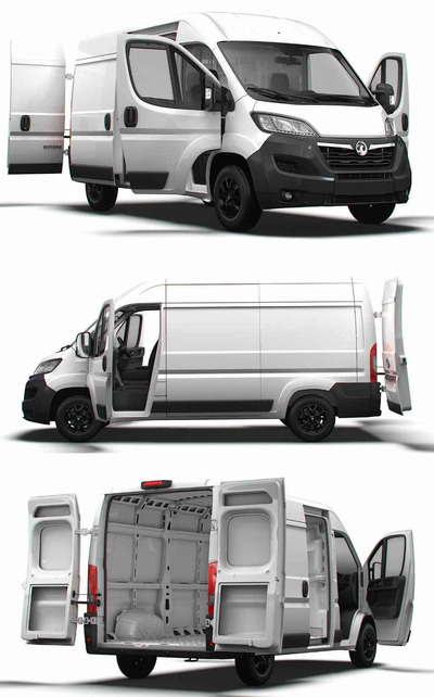 带内饰的2023 Vauxhall Movano L2H2货车 面包车 汽车3D模型（OBJ,FBX,MAX,LWO,C4D）