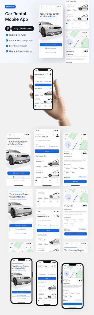 汽车租赁移动应用APP UI KIT (FIG)