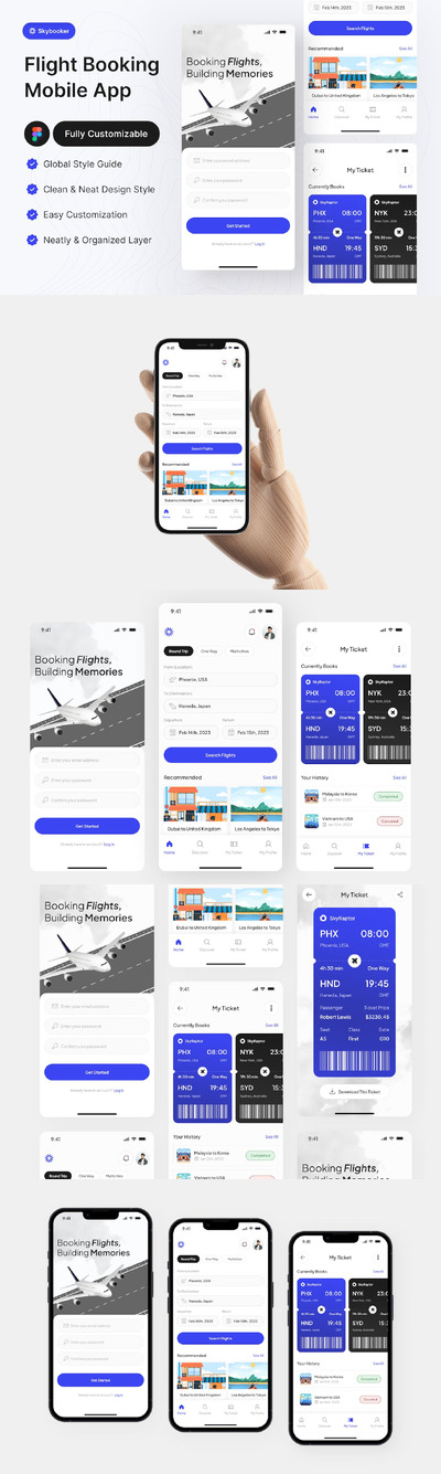 航班预订移动应用APP UI KIT (FIG)