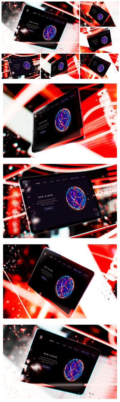 赛博朋克平板电脑样机 (PSD)