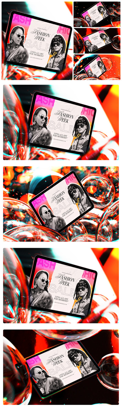 玻璃赛博朋克平板电脑样机 (PSD)