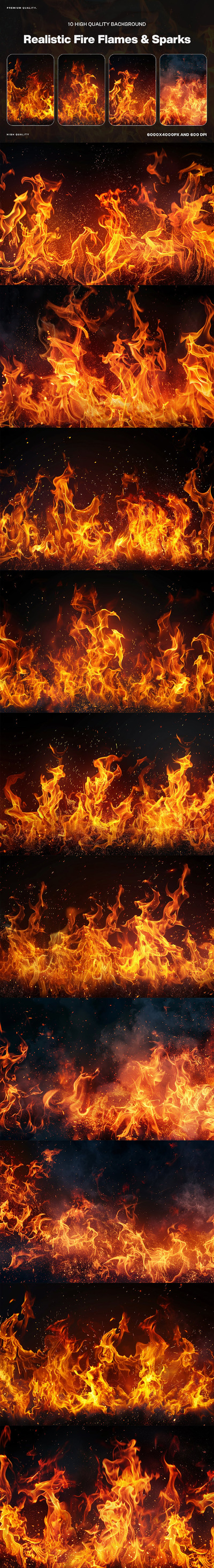 10 现实火焰和火花背景 (JPG)