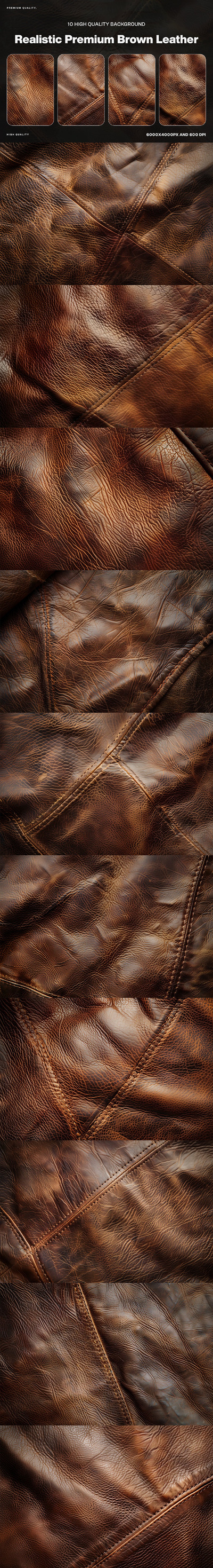 10 逼真的棕色皮革背景 (JPG)