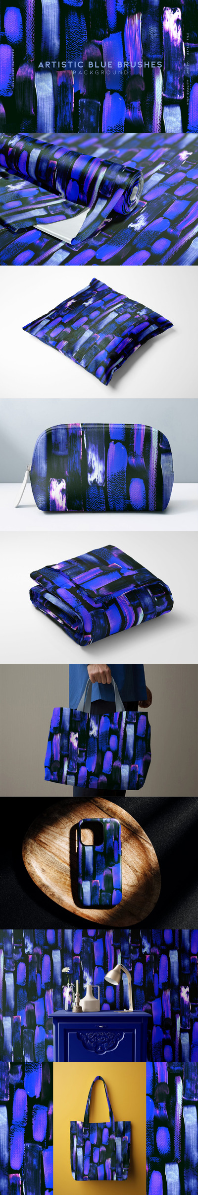 艺术蓝色画笔笔触图案 (JPG)