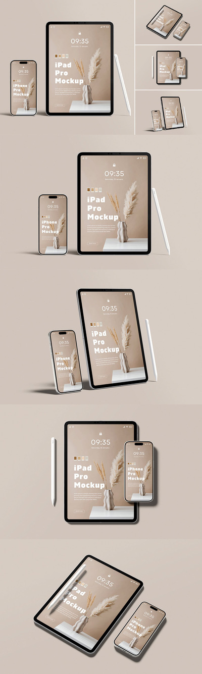 iPad 和 iPhone Pro 样机 (PSD,PDF)