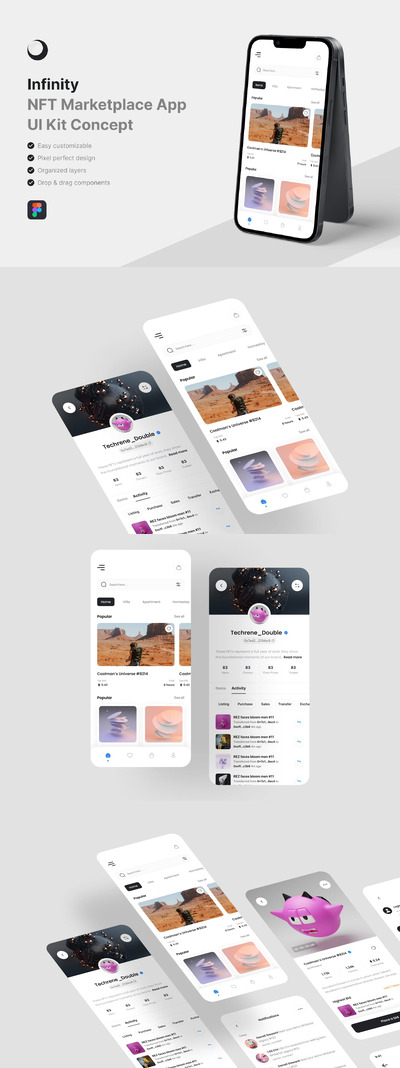NFT 市场应用APP UI KIT (FIG)
