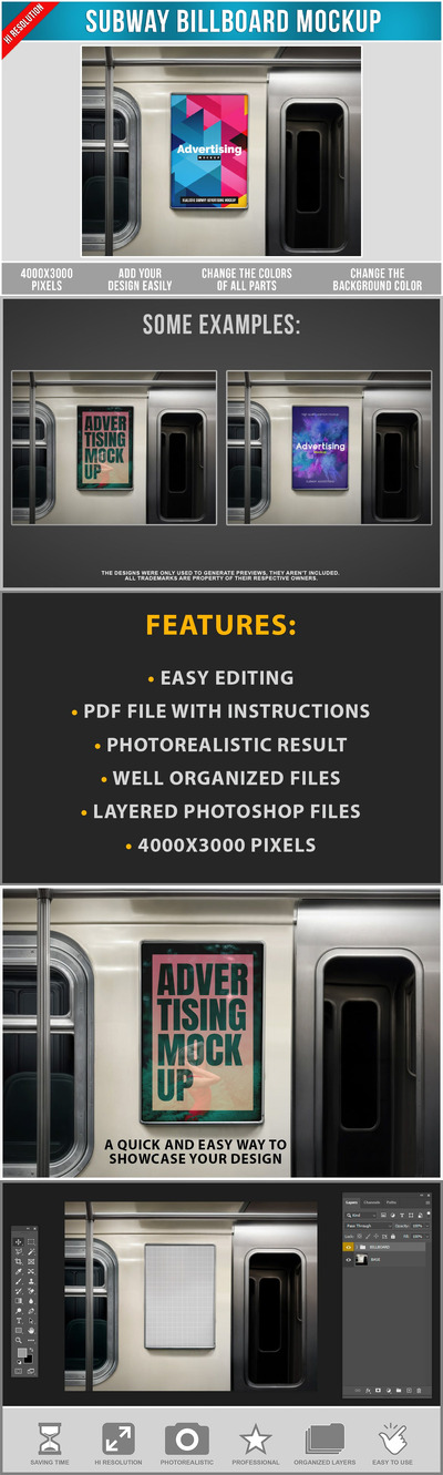 地铁广告牌样机 (PSD)