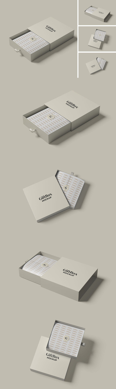 礼品盒样机 (PSD,PDF)