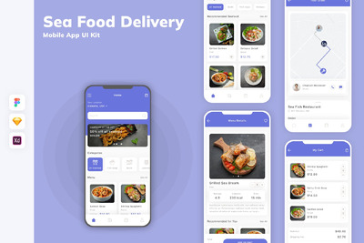 海鲜配送移动应用APP UI KIT (SKETCH,FIG,XD)