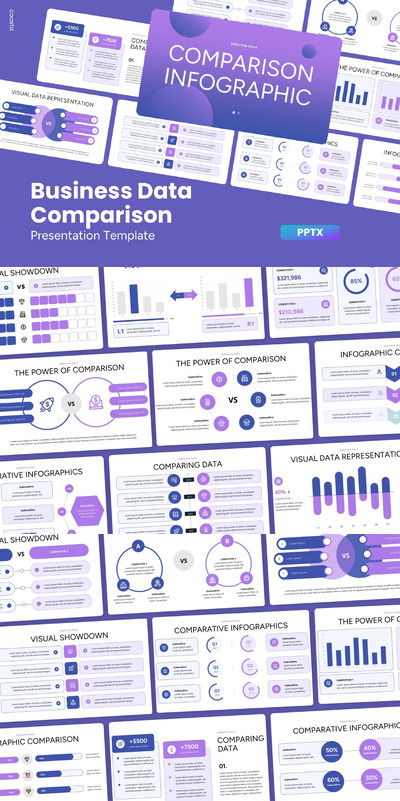 业务数据比较 -  PPT模版 (PPTX)