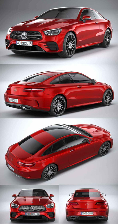 2021款奔驰Mercedes E-Class Coupe AMG-Line汽车3D模型（OBJ,FBX,MAX）