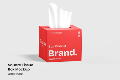 方形纸巾盒样机 (PSD)