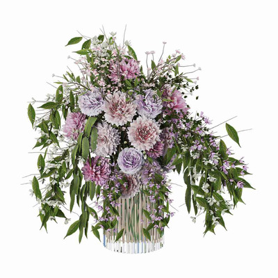 玻璃瓶中的花束3D模型（OBJ,MAX）