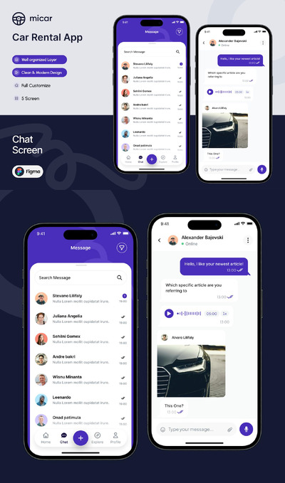 租车聊天应用 APP UI KIT (FIG)