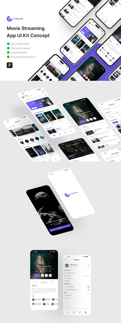 电影流媒体应用 APP UI KIT (FIG)