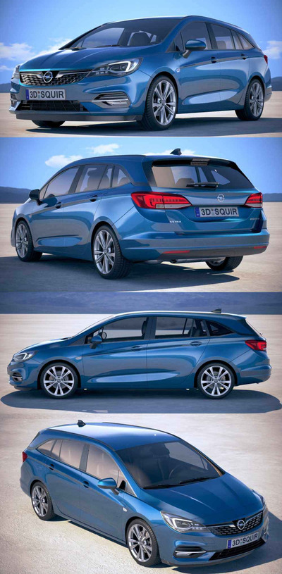2020 Opel Astra Sports Tourer汽车3D模型（OBJ,FBX,MAX）