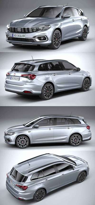 2021款菲亚特FIAT Tipo Station Wagon旅行车 汽车3D模型（OBJ,FBX,MAX）