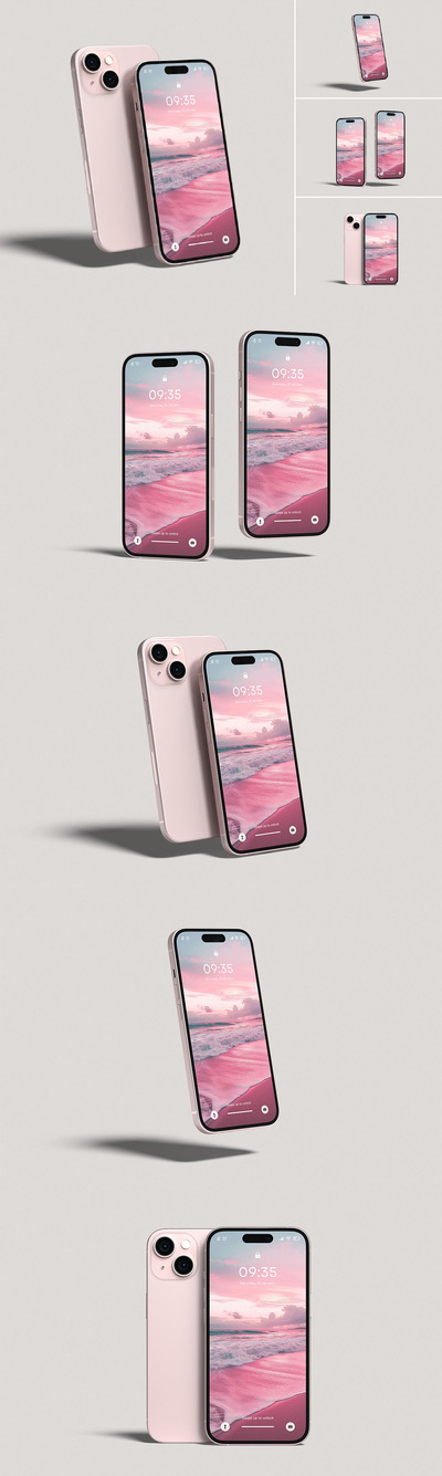 iPhone 15 手机样机 (PSD,PDF)