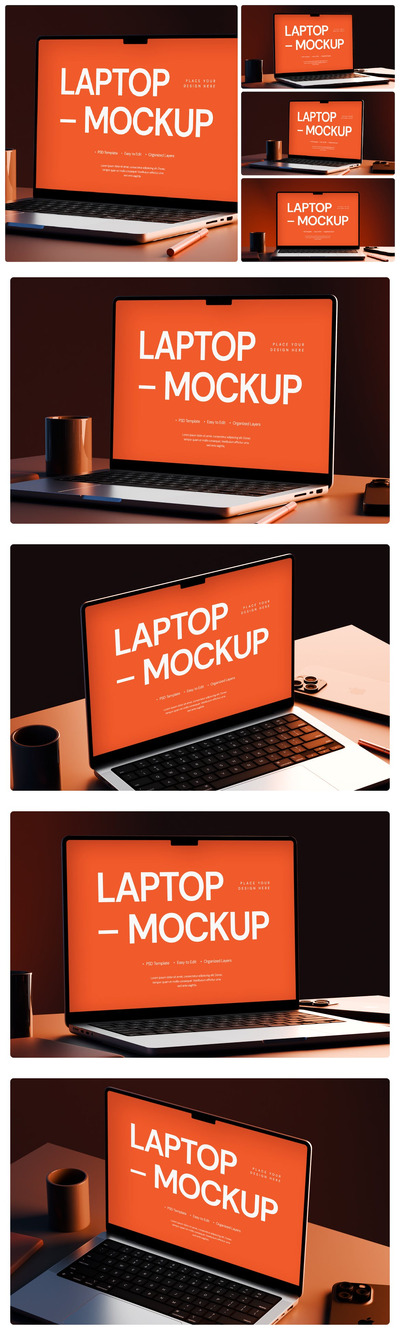 逼真的笔记本电脑样机 (PSD)