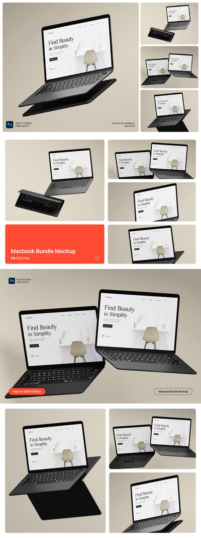 Macbook 捆绑样机 (PSD)