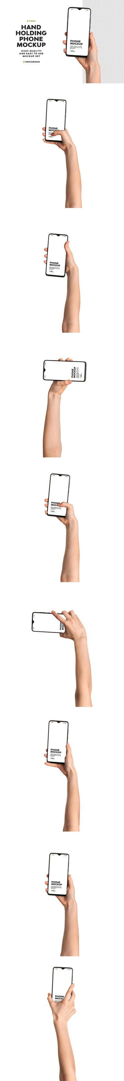 手拿着电话样机 (PSD)