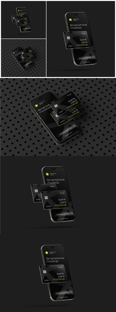 信用卡与智能手机样机集 (PSD)