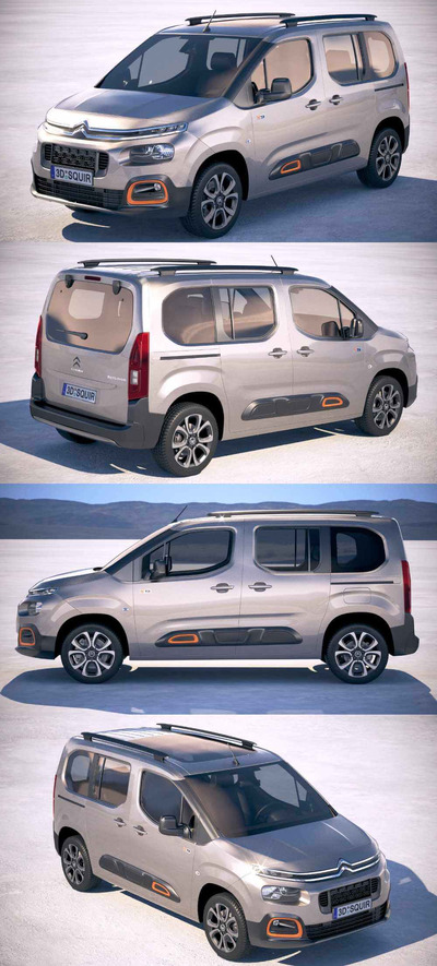 2019款雪铁龙Citroen Berlingo MPV汽车3D模型（OBJ,FBX,MAX）