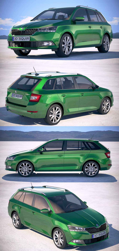 2019款斯科达Skoda Fabia Combi汽车3D模型（OBJ,FBX,MAX）