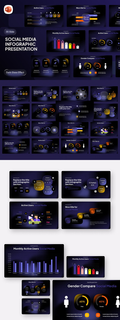 社交媒体   信息图表 PPT模版 (PPTX)