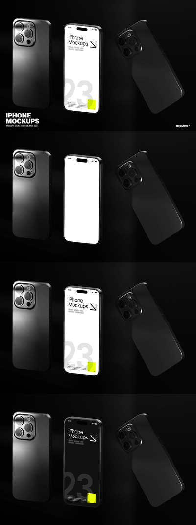 浮动正面和背面 iPhone 15手机样机 (PSD)