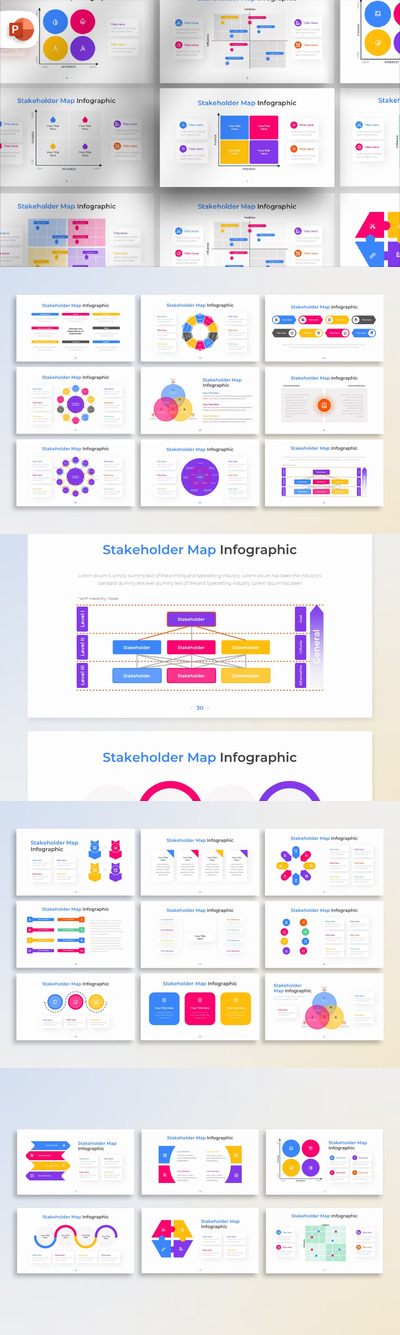 利益相关者地图演示信息图表 PPT模版 (PPTX)