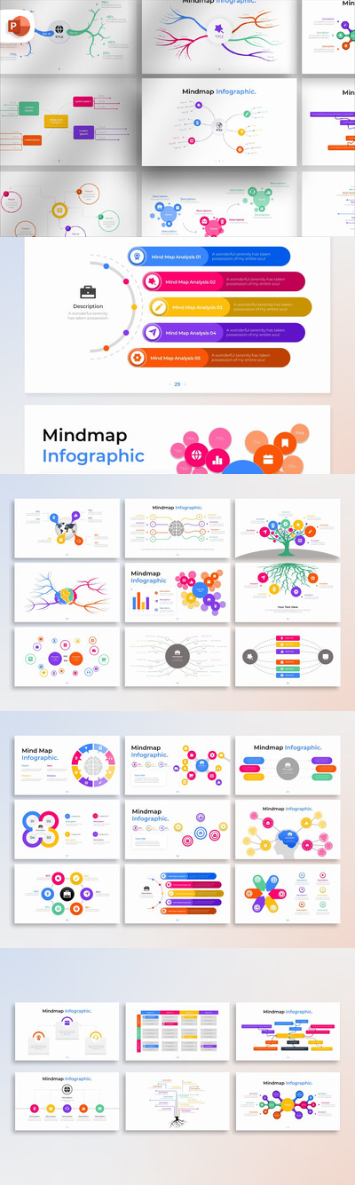 思维导图演示信息图表 PPT模版 (PPTX)