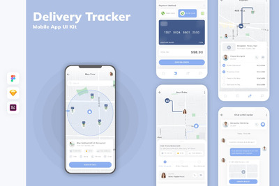 交付跟踪移动应用App UI Kit (SKETCH,FIG,XD)