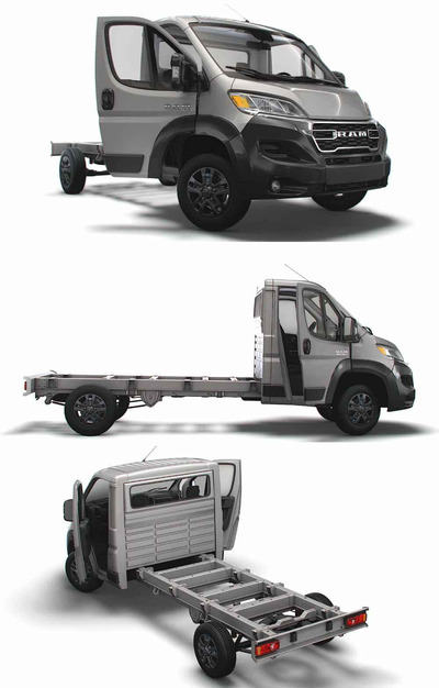 带内饰的2023 RAM Promaster Chassis SCab 3800WB卡车3D模型（OBJ,FBX,MAX,LWO,C4D）