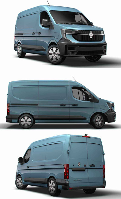 2024雷诺Renault Master E-TECH L2H2厢式货车 汽车3D模型（OBJ,FBX,MAX,LWO,C4D）