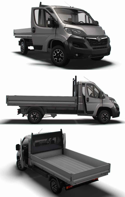 带内饰的2023款欧宝Opel Movano SingleCab自卸车 卡车3D模型（OBJ,FBX,MAX,LWO,C4D）