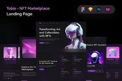 NFT 市场登陆页面 (PSD,FIG,SKETCH,XD)