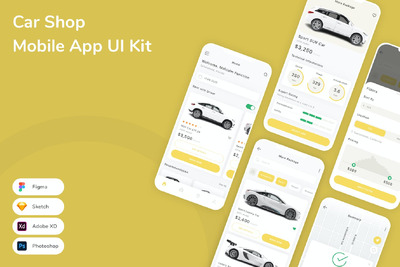 汽车店移动应用APP UI KIT (FIG,PSD,SKETCH,XD)