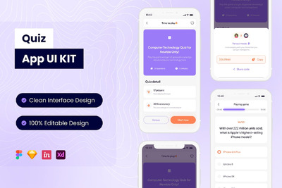 测验移动应用APP UI KIT (FIG,SKETCH,XD)