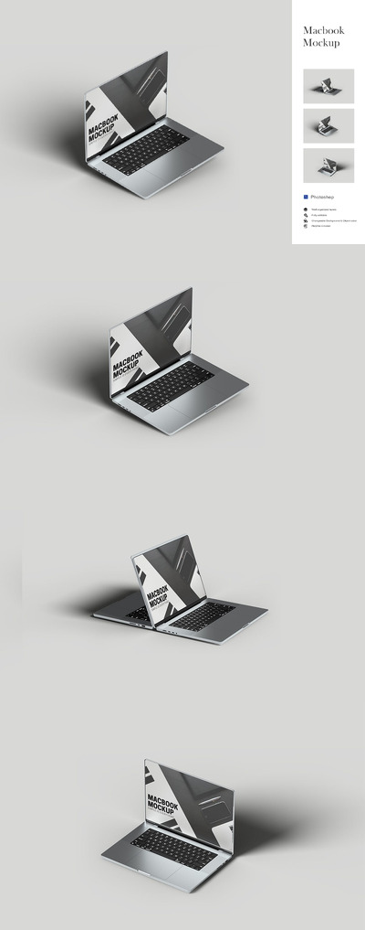 Macbook 笔记本电脑样机 (PSD,JPG,PDF)