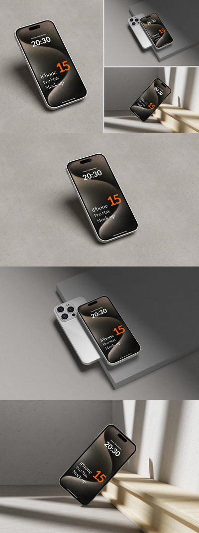 iPhone 15 手机样机 (PSD,PDF)