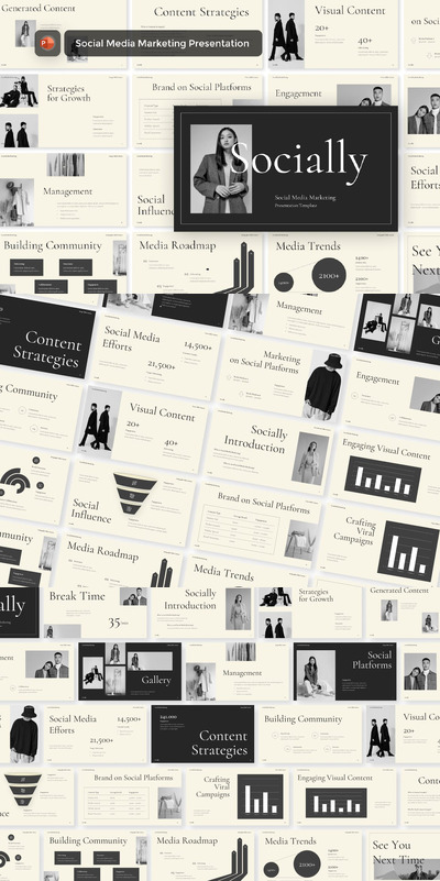 社交媒体演示PPT模版 (PPTX)