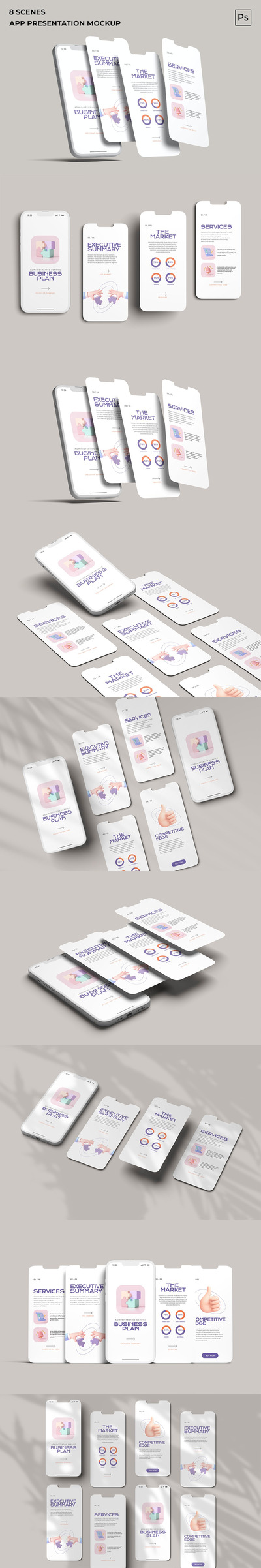 电话屏幕/用户界面/应用程序演示样机 (PSD,PDF)