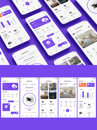 智能家居自动化，智能生活系统应用APP UI KIT (FIG,PSD,SKETCH,SVG,XD)